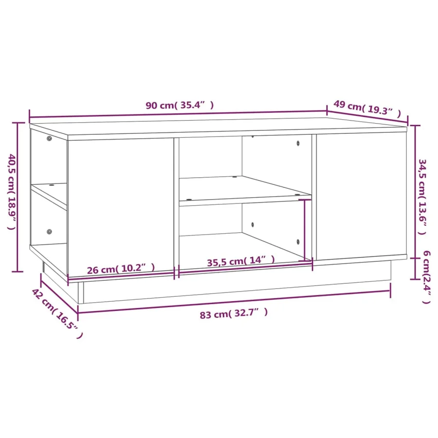 Table basse Noir 90x49x40,5 cm Bois massif de pin - 8