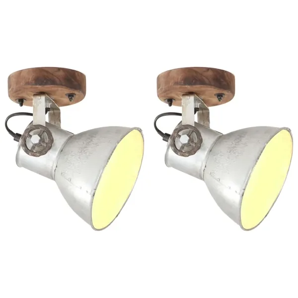 Lampe murale industrielle/plafonnier 2 pcs Argenté 20x25 cm E27