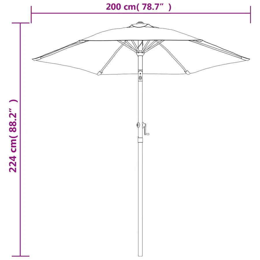 Parasol Bleu 200x224 cm Aluminium - 8