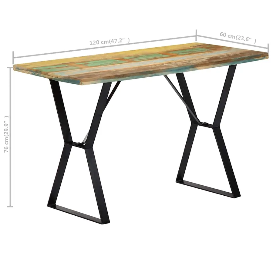 Table à manger 120x60x76 cm Bois de récupération massif - 8