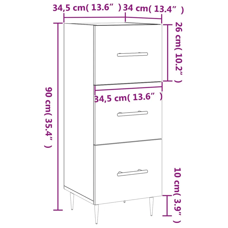Buffet Gris béton 34,5x34x90 cm Bois d'ingénierie - 12