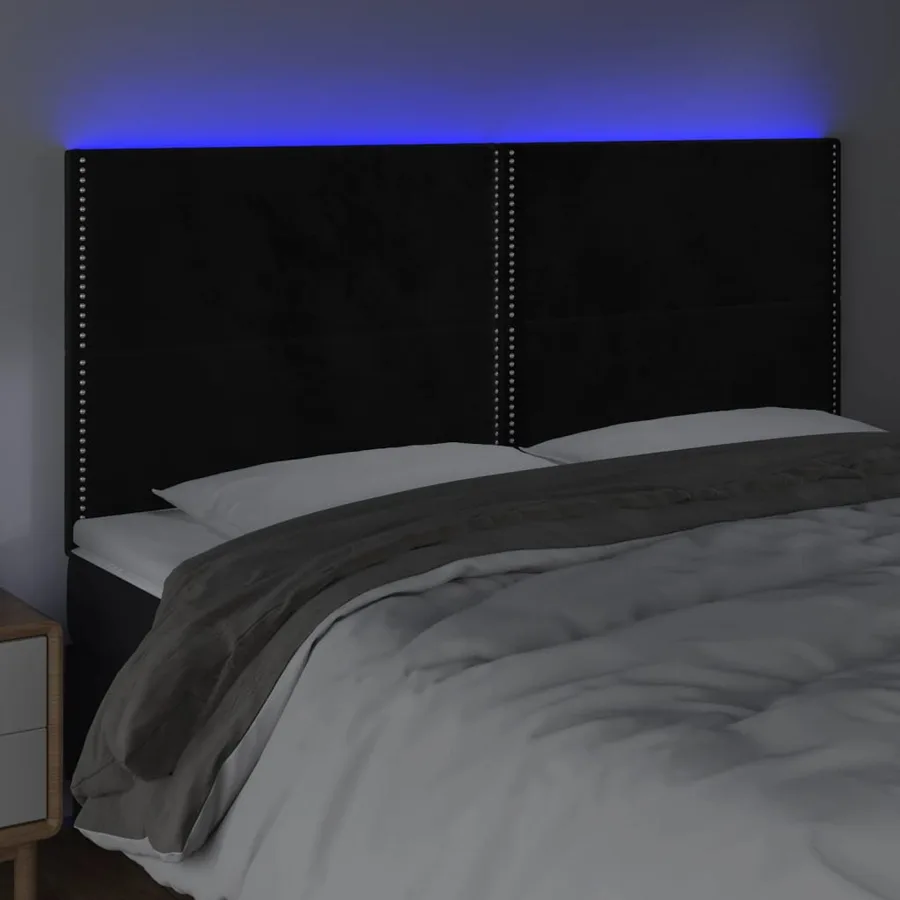 Tête de lit à LED Noir 180x5x118/128 cm Velours - 3