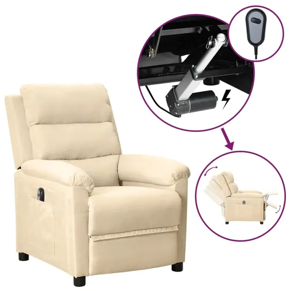 Fauteuil inclinable électrique Crème Tissu