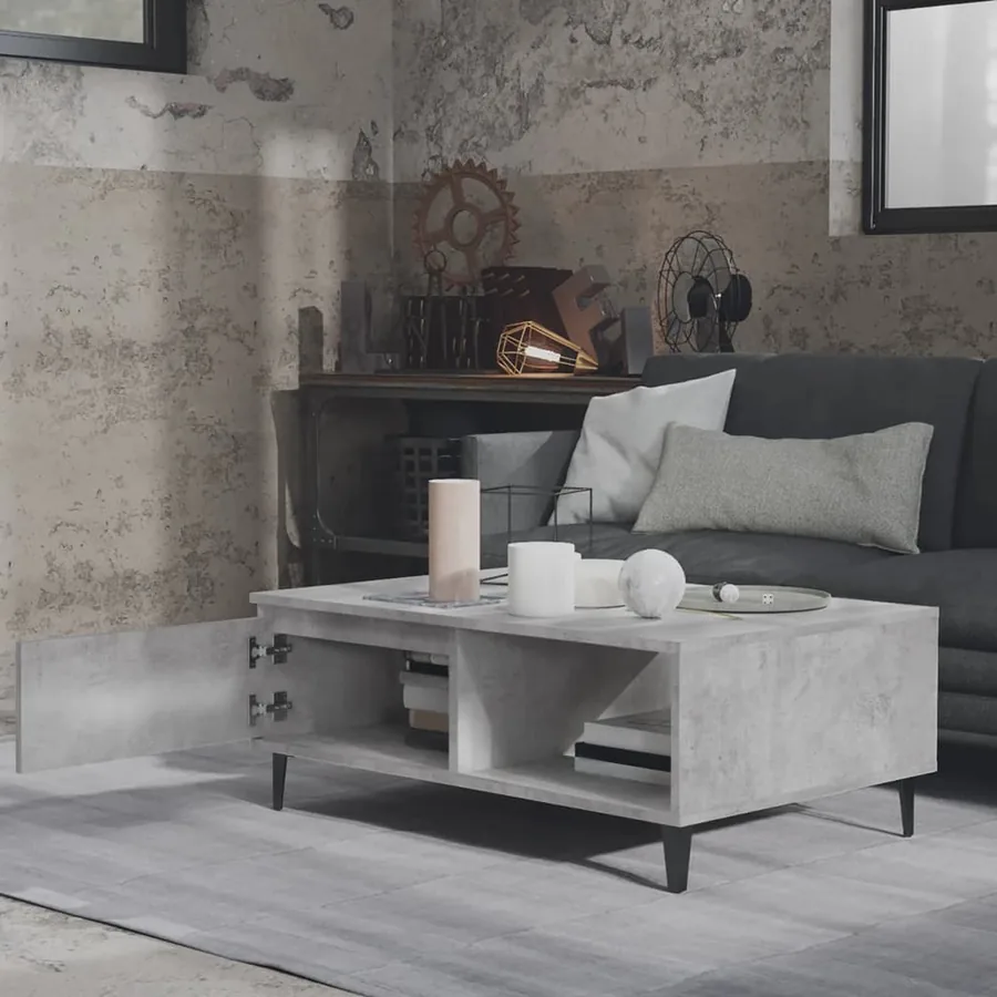 Table basse gris béton 90x60x35 cm bois d'ingénierie - 3