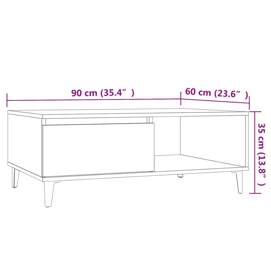 Table basse gris béton 90x60x35 cm bois d'ingénierie - 9