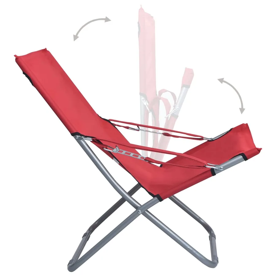 Chaises pliables de plage lot de 2 Tissu Rouge - 10