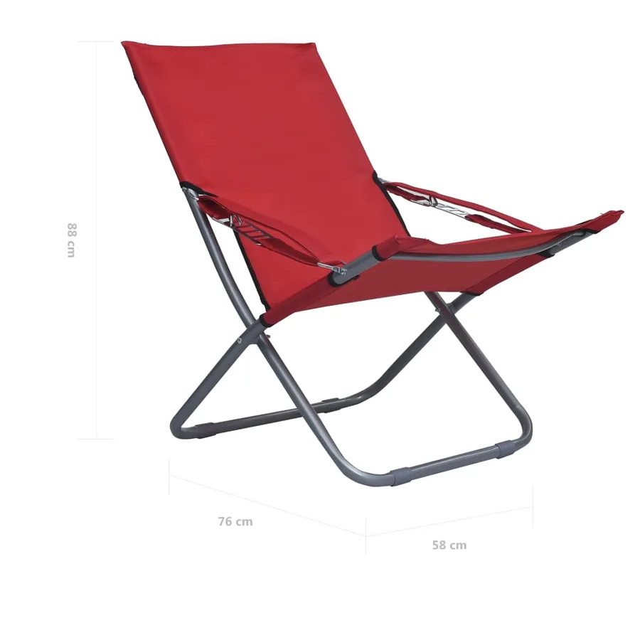 Chaises pliables de plage lot de 2 Tissu Rouge - 11