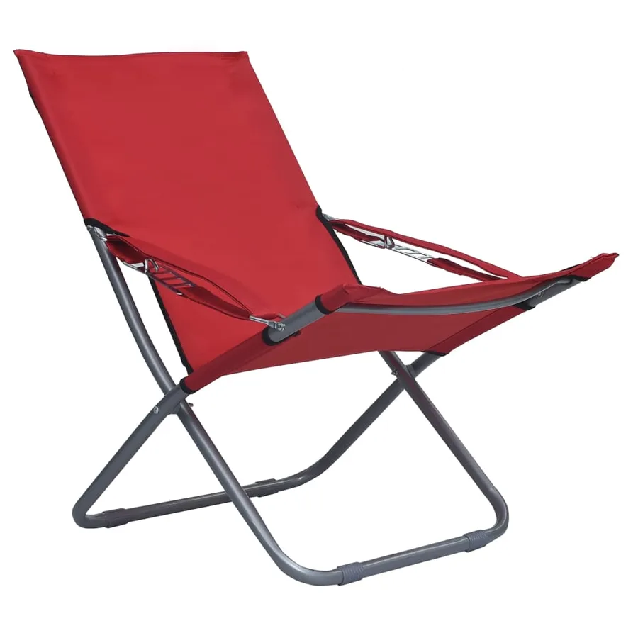 Chaises pliables de plage lot de 2 Tissu Rouge - 4
