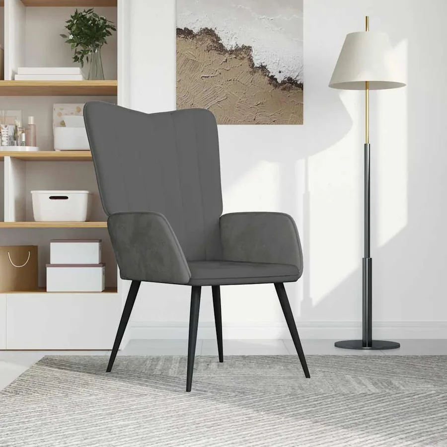 Chaise de relaxation Gris foncé Velours