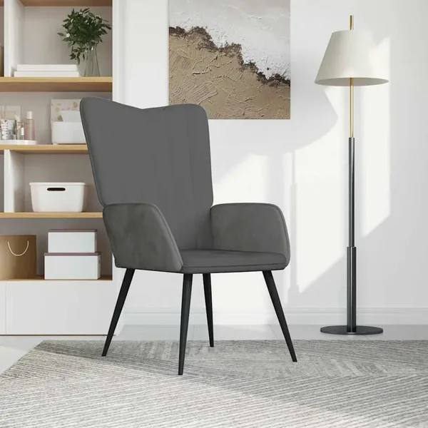 Chaise de relaxation Gris foncé Velours