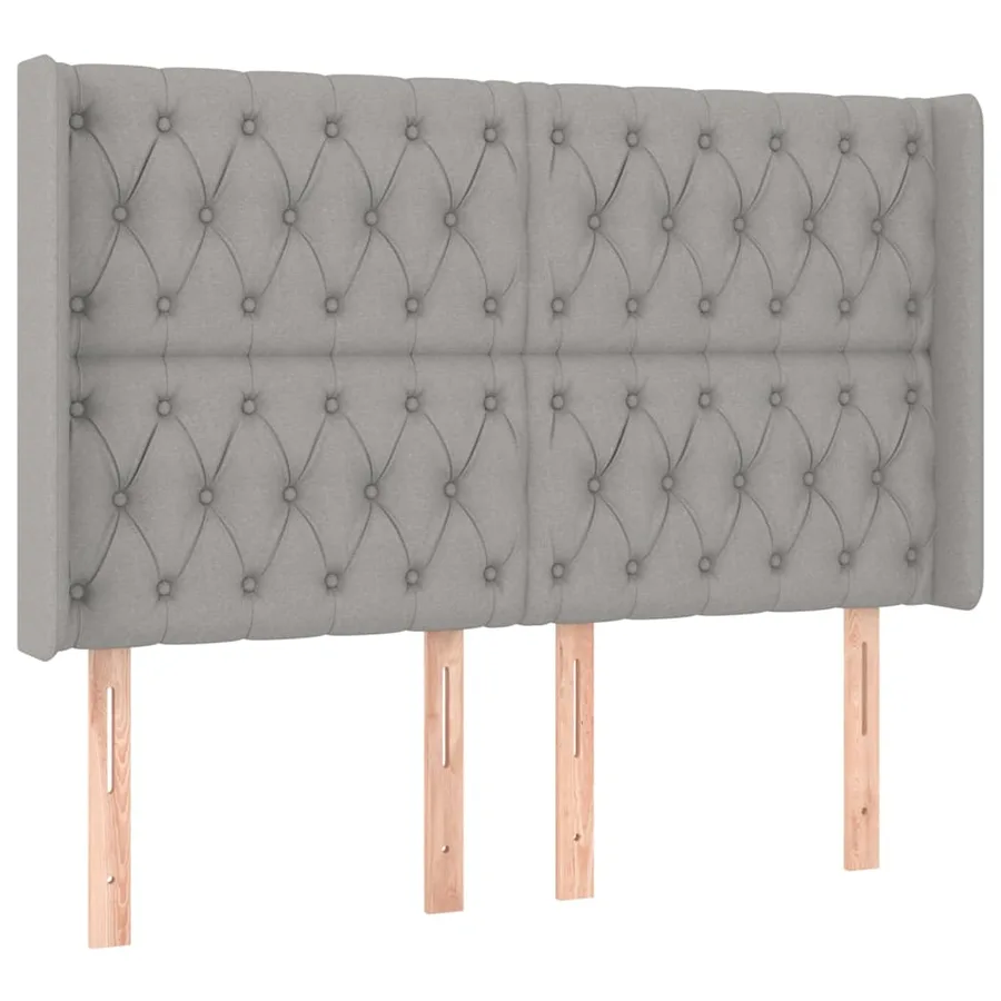 Tête de lit avec oreilles Gris clair 163x16x118/128 cm Tissu - 2