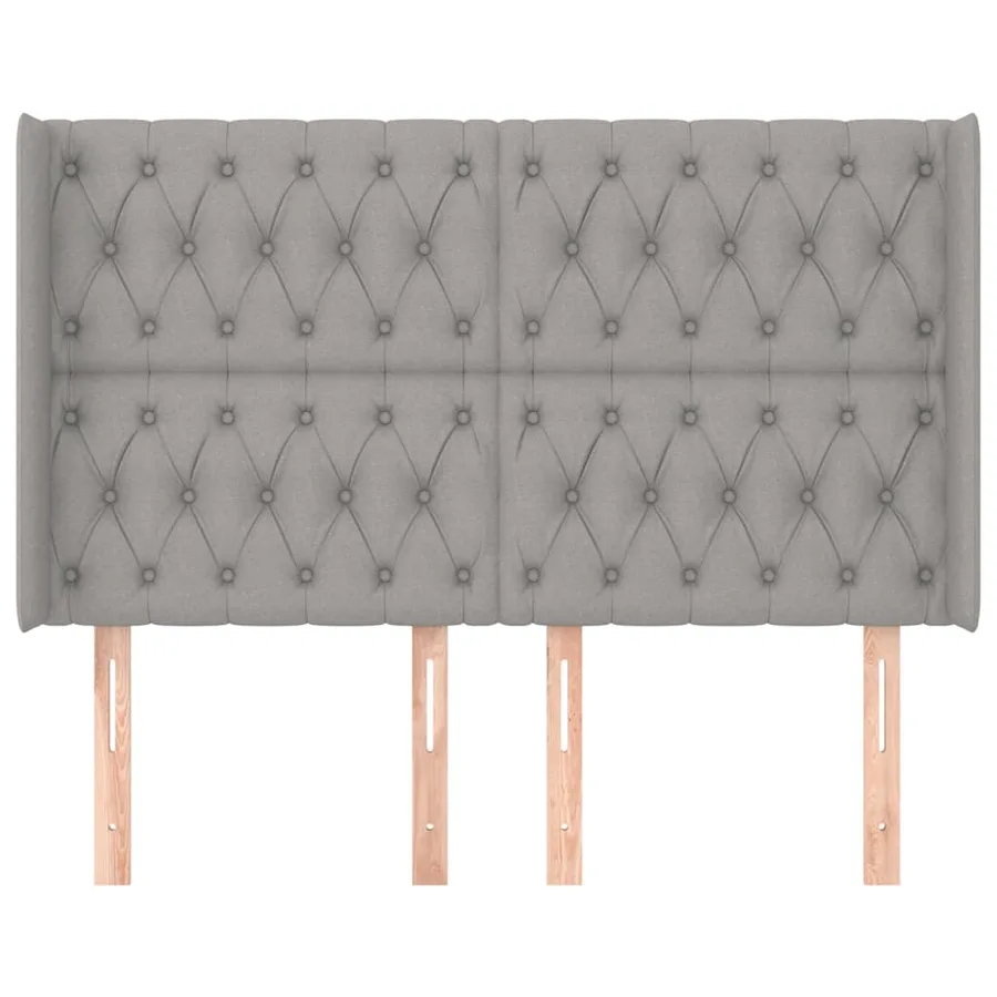 Tête de lit avec oreilles Gris clair 163x16x118/128 cm Tissu - 3