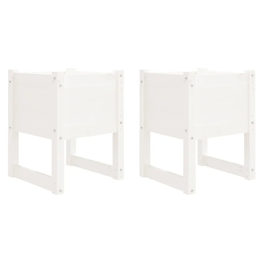 Jardinières 2 pcs Blanc 40x40x52,5 cm Bois massif de pin - 2