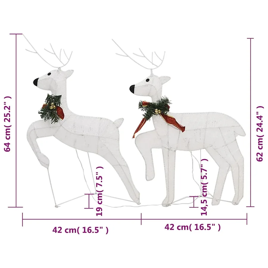 Rennes de Noël 2 pcs Blanc 40 LED - 8