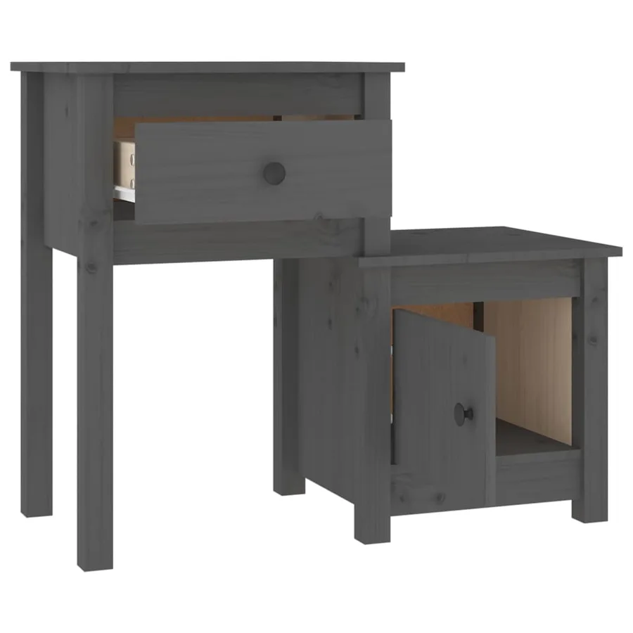 Tables de chevet 2 pcs Gris 79,5x38x65,5 cm Bois de pin massif - 4