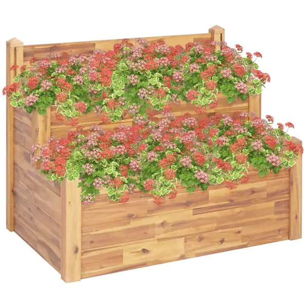 Jardinière sur 2 niveaux 110x75x84 cm Bois massif d'acacia