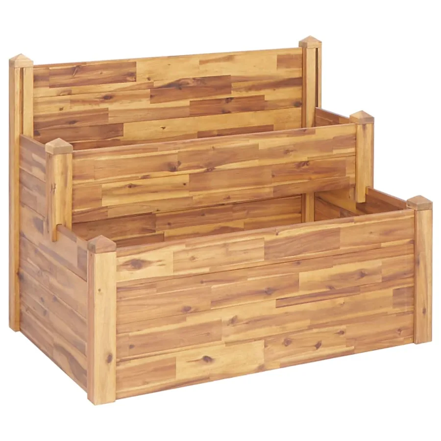 Jardinière sur 2 niveaux 110x75x84 cm Bois massif d'acacia - 2