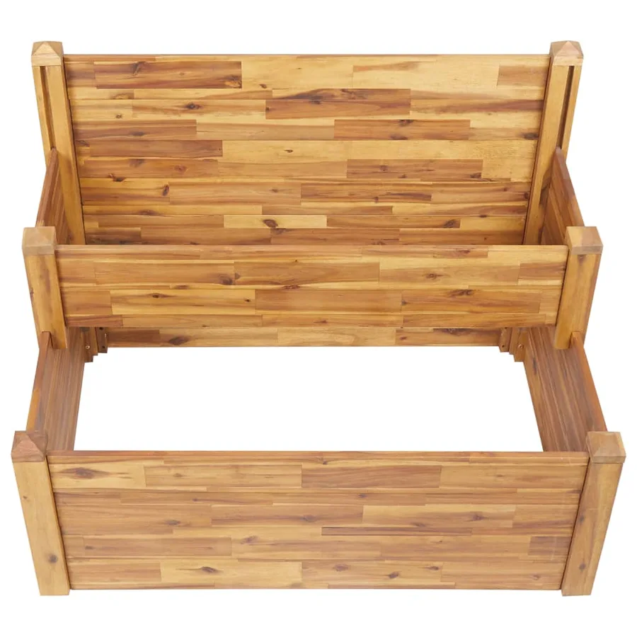 Jardinière sur 2 niveaux 110x75x84 cm Bois massif d'acacia - 4