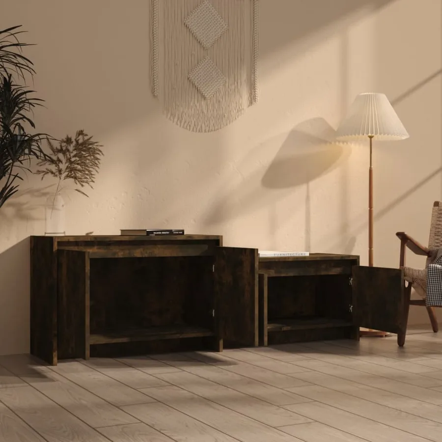 Meuble TV Chêne fumé 146,5x35x50 cm Bois d'ingénierie - 3