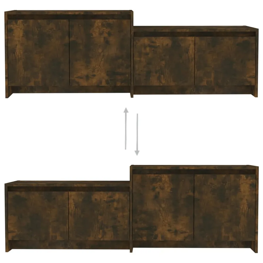 Meuble TV Chêne fumé 146,5x35x50 cm Bois d'ingénierie - 5