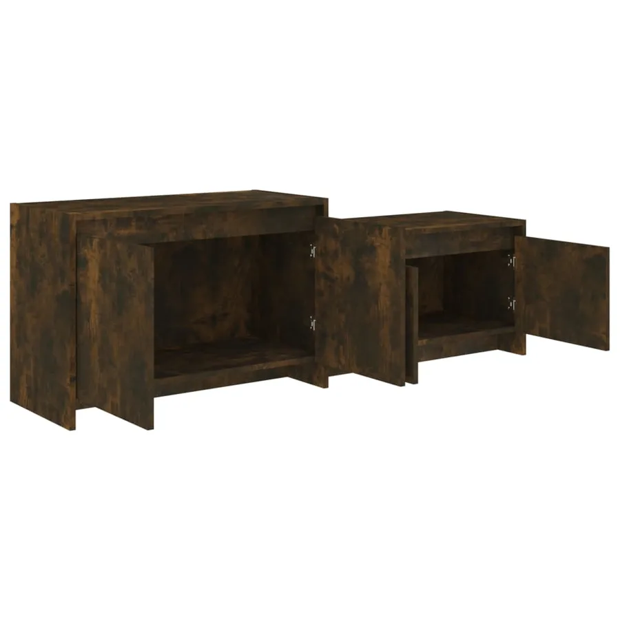 Meuble TV Chêne fumé 146,5x35x50 cm Bois d'ingénierie - 8