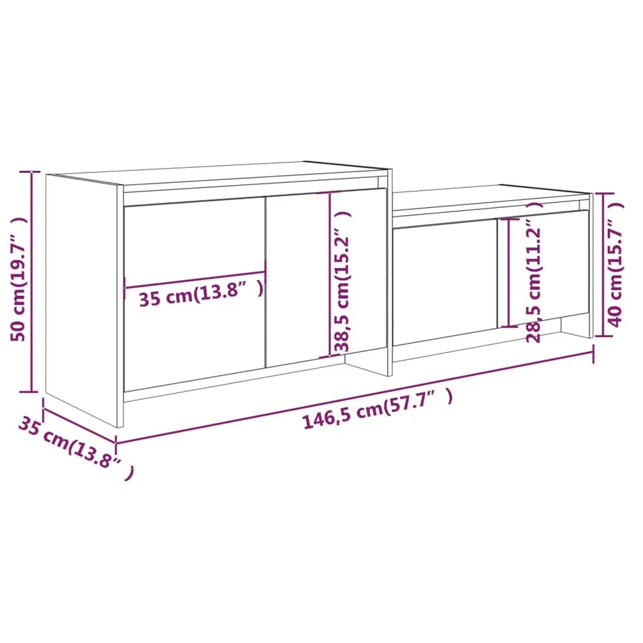 Meuble TV Chêne fumé 146,5x35x50 cm Bois d'ingénierie - 9