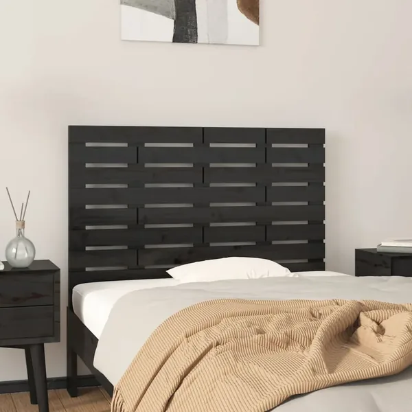 Tête de lit murale Noir 81x3x63 cm Bois massif de pin