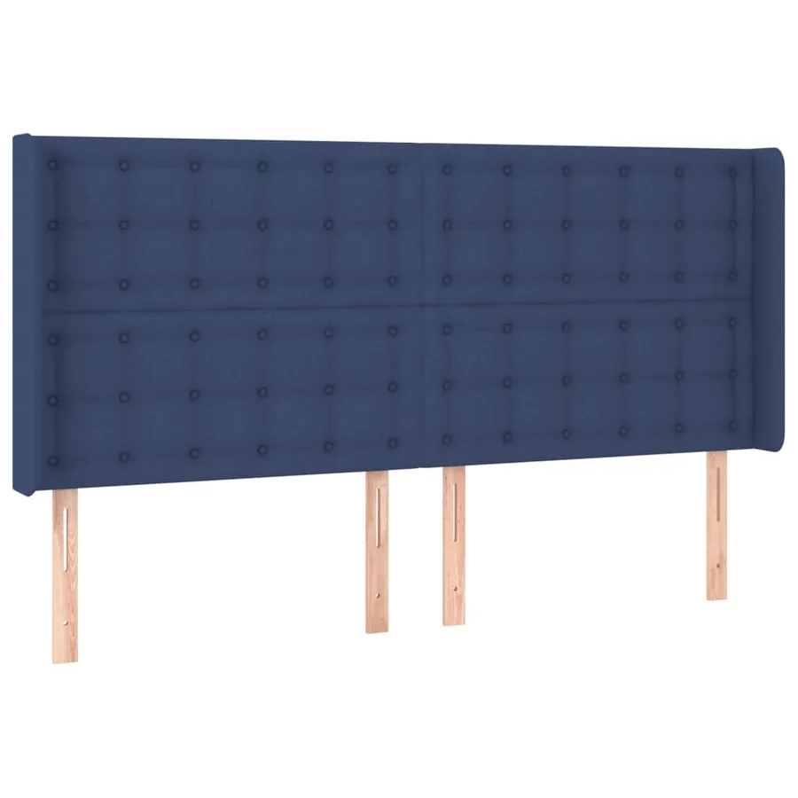 Tête de lit avec oreilles Bleu 163x16x118/128 cm Tissu - 2