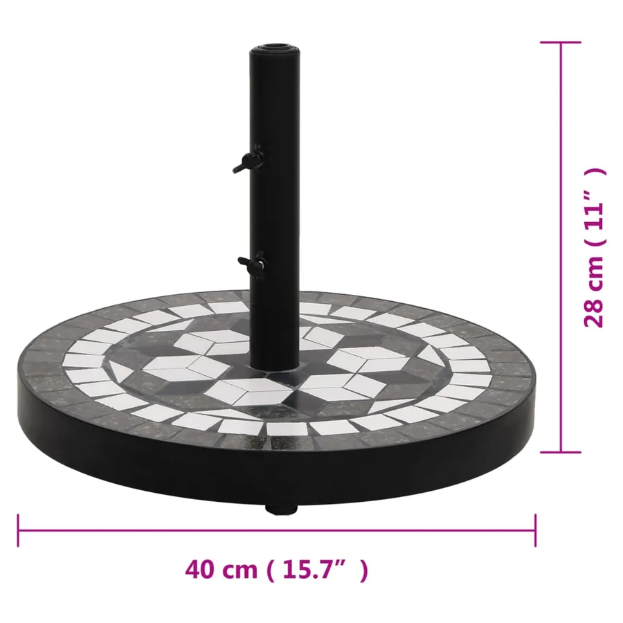 Base de parasol noir et blanc rond 12 kg - 7