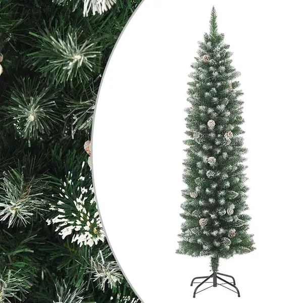 Sapin de Noël artificiel mince avec support 180 cm PVC