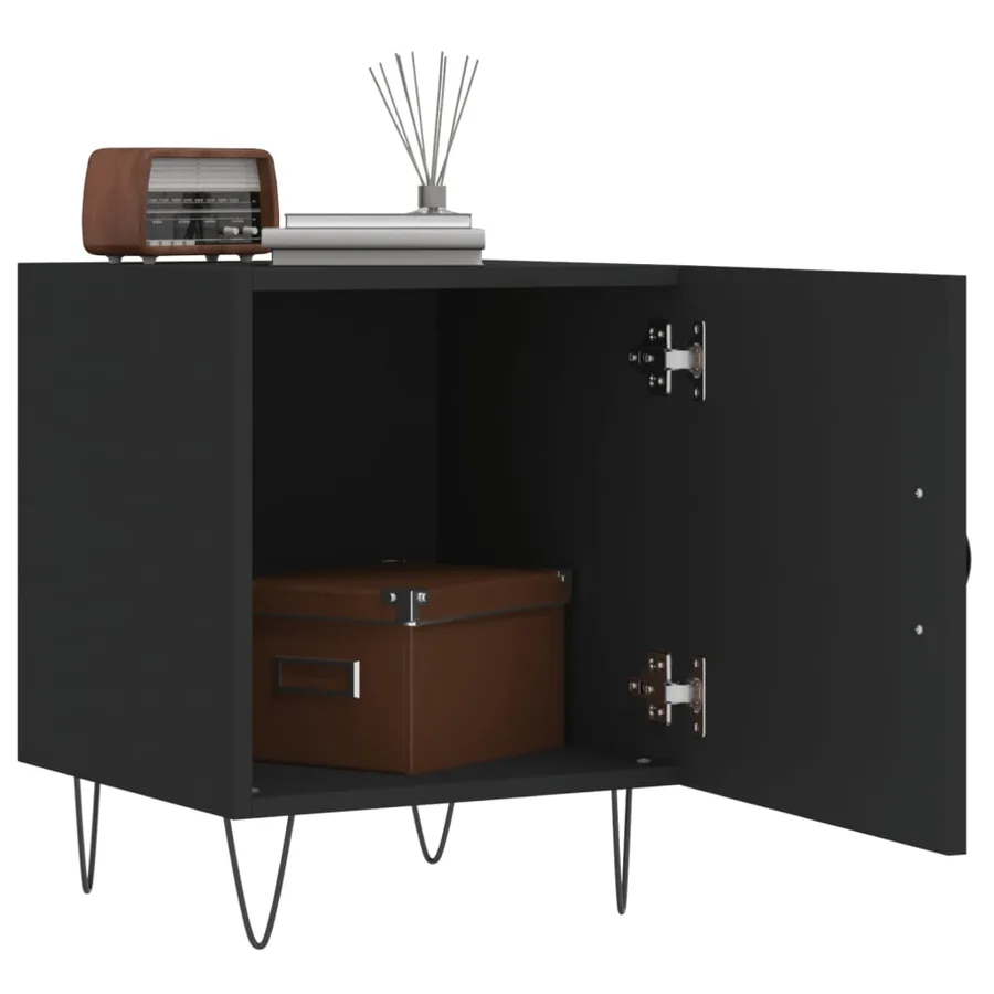 Tables de chevet 2 pcs noir 40x40x50 cm bois d’ingénierie - 3