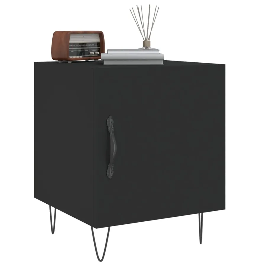 Tables de chevet 2 pcs noir 40x40x50 cm bois d’ingénierie - 4