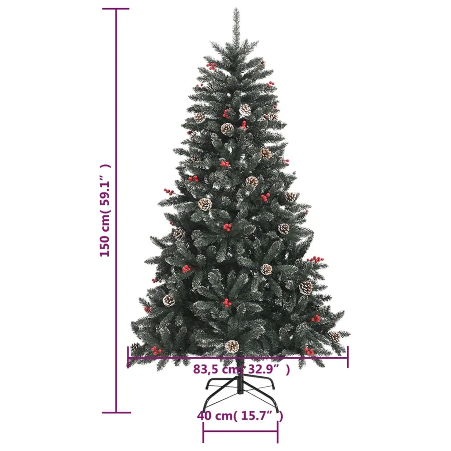 Sapin de Noël artificiel avec support Vert 150 cm PVC - 9