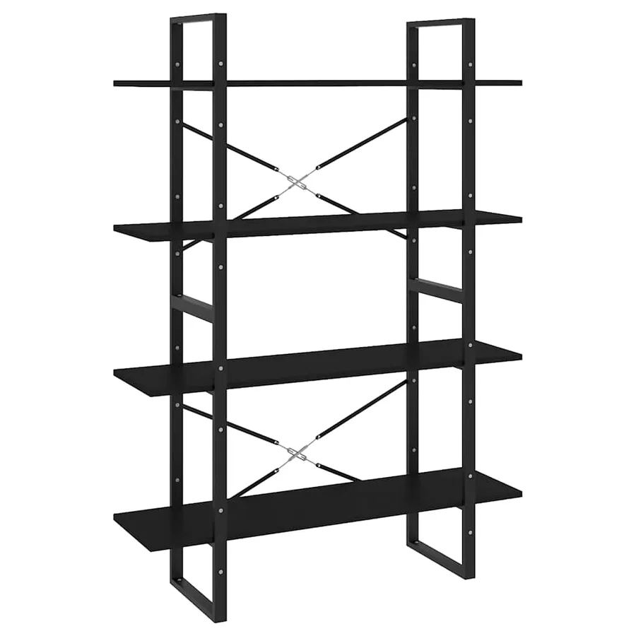 Bibliothèque à 4 niveaux noir 100x30x140 cm bois d'ingénierie - 2