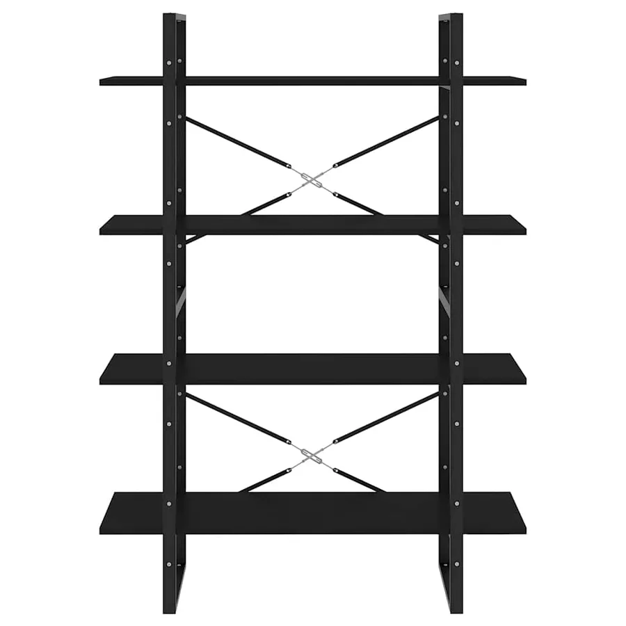 Bibliothèque à 4 niveaux noir 100x30x140 cm bois d'ingénierie - 5