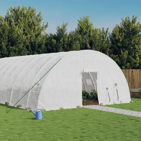 Serre avec cadre en acier blanc 72 m² 12x6x2,85 m