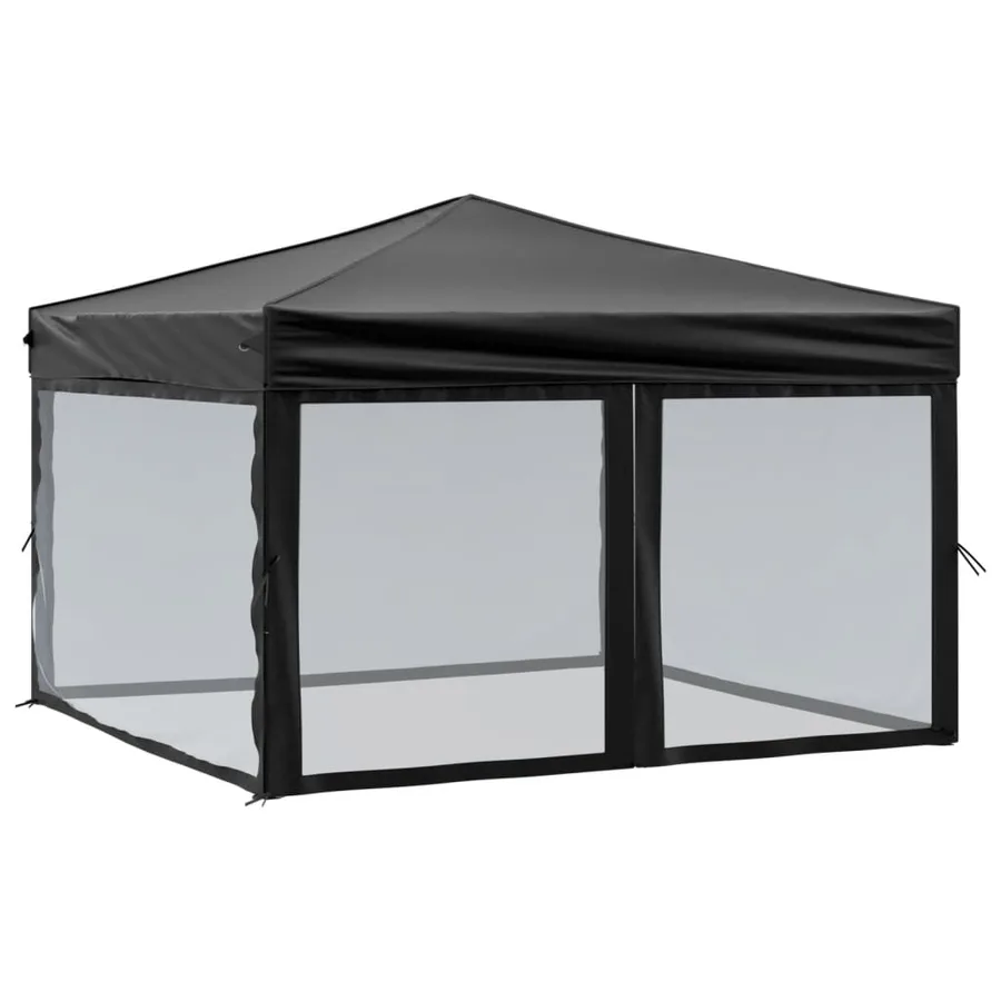Tente de réception pliable avec parois Noir 3x3 m - 2