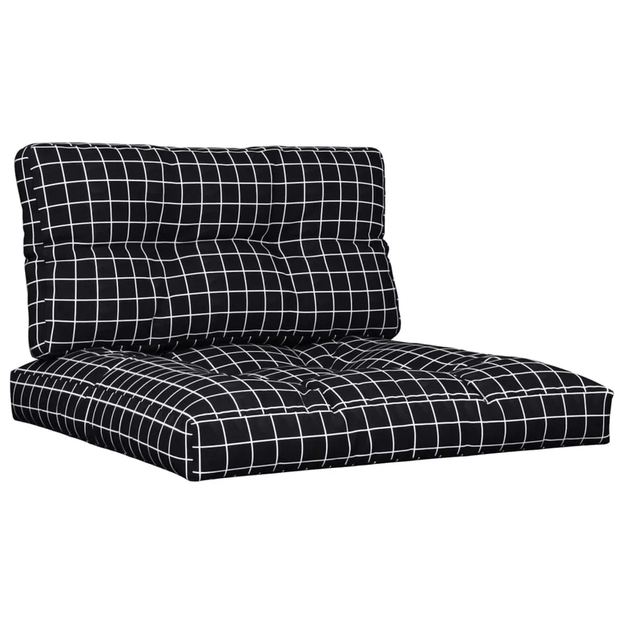 Coussins de palette lot de 2 motif à carreaux noir tissu - 2