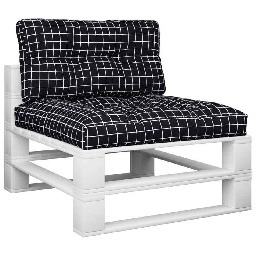 Coussins de palette lot de 2 motif à carreaux noir tissu - 3