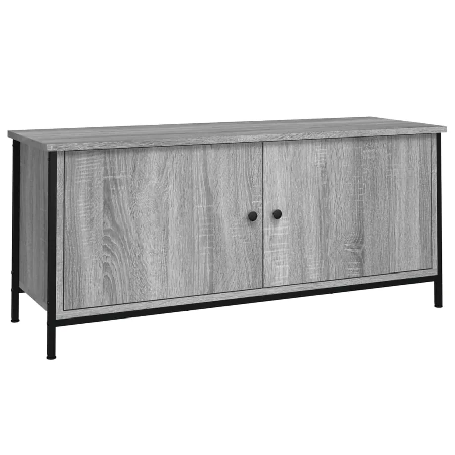 Meuble TV avec portes sonoma gris 102x35x45cm bois d'ingénierie - 2