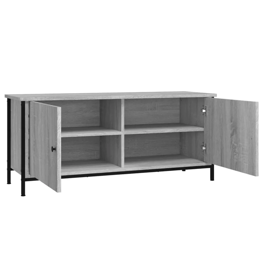 Meuble TV avec portes sonoma gris 102x35x45cm bois d'ingénierie - 6