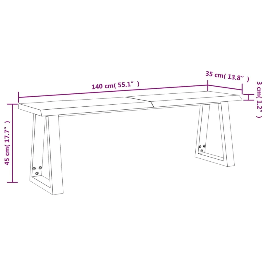 Ensemble à manger 3 pcs avec bord vivant bois massif d'acacia - 12