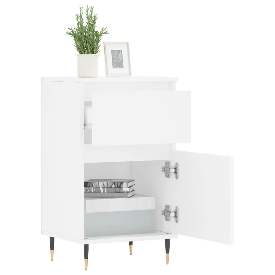 Buffet blanc 40x35x70 cm bois d’ingénierie - 4