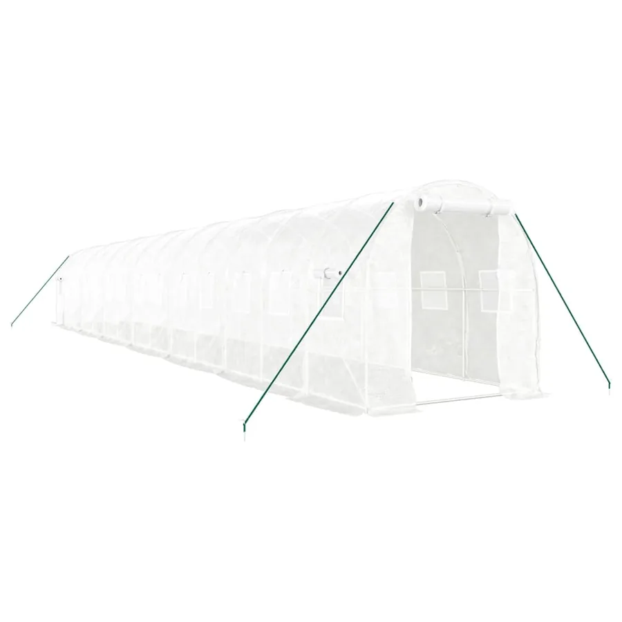 Serre avec cadre en acier blanc 28 m² 14x2x2 m - 2
