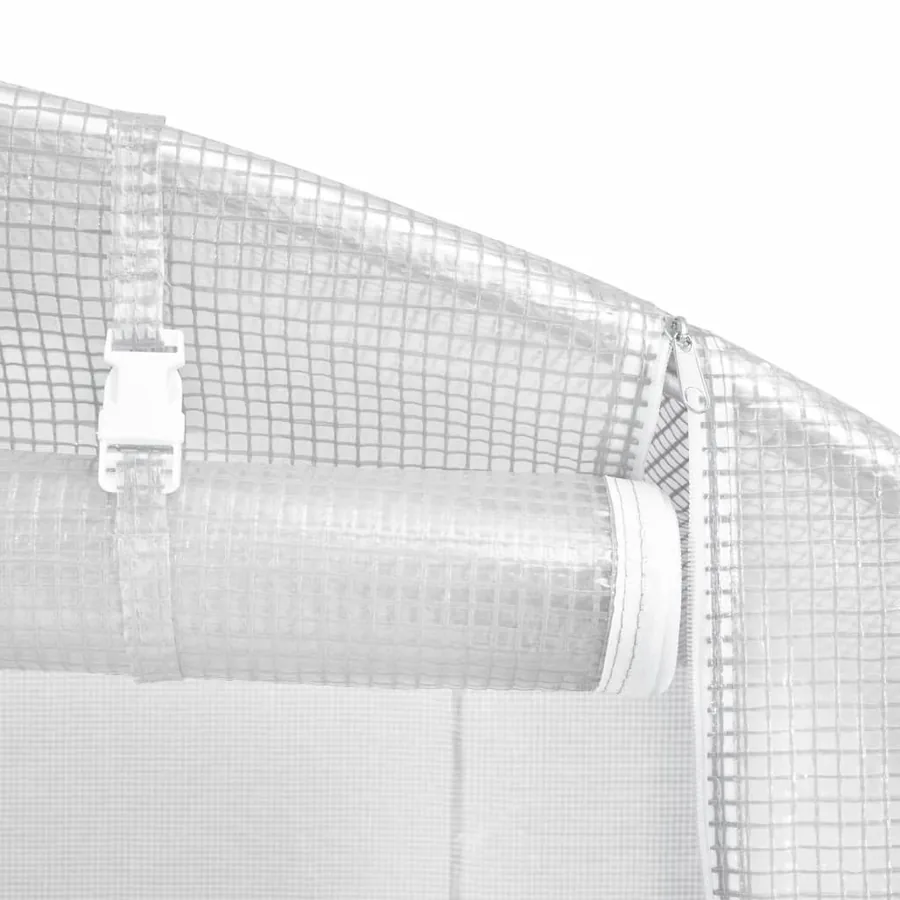 Serre avec cadre en acier blanc 28 m² 14x2x2 m - 8