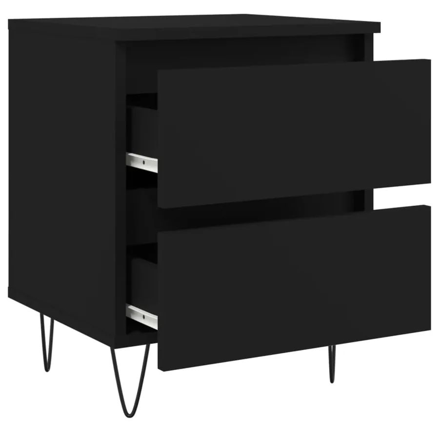 Table de chevet Noir 40x35x50 cm Bois d’ingénierie - 6