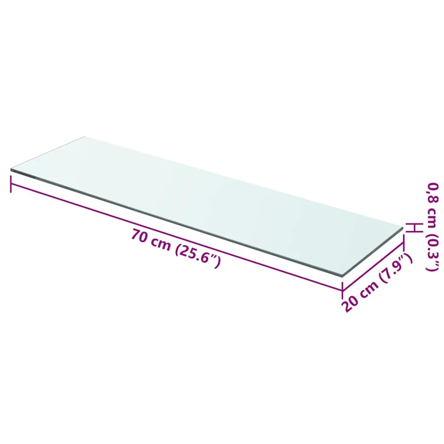 Panneau pour étagère Verre transparent 70 x 20 cm - 3