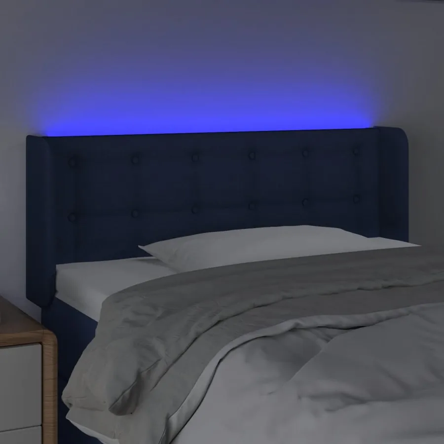 Tête de lit à LED Bleu 103x16x78/88 cm Tissu - 4