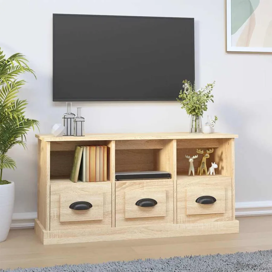 Meuble TV chêne sonoma 100x35x50 cm bois d'ingénierie