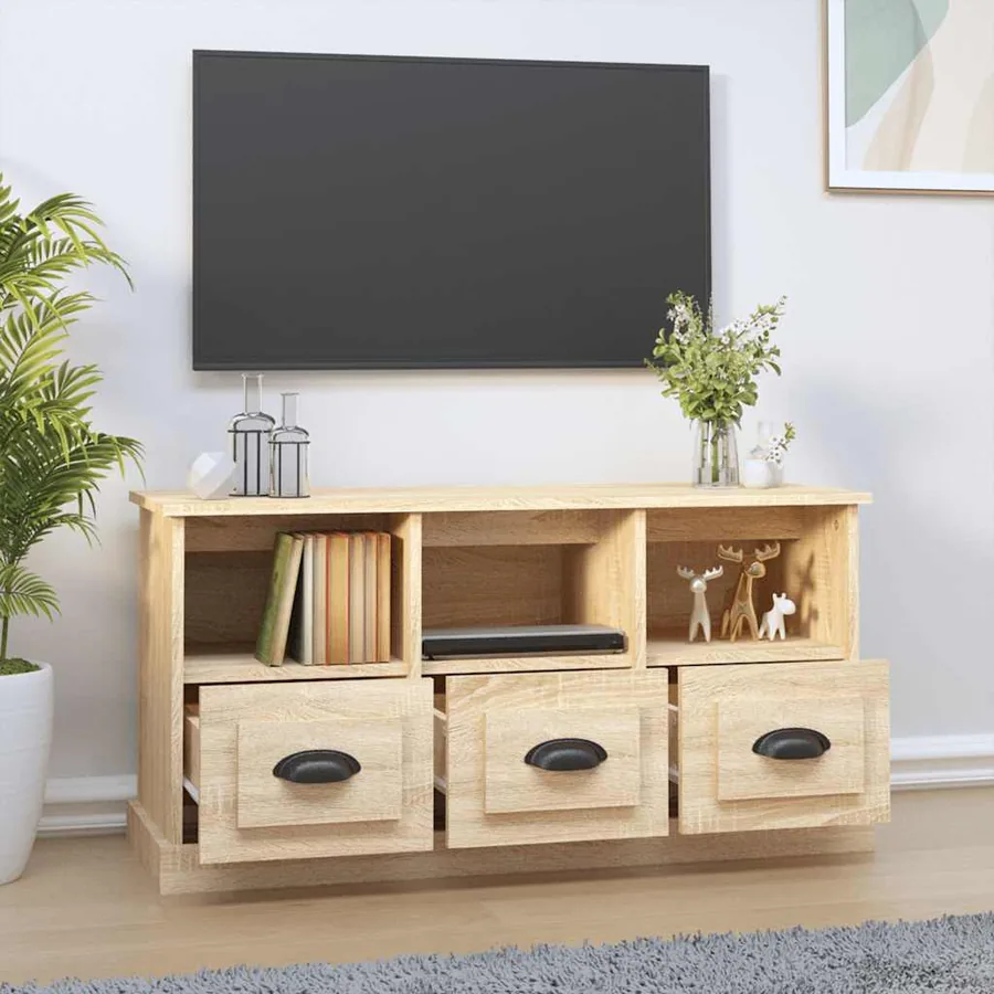 Meuble TV chêne sonoma 100x35x50 cm bois d'ingénierie - 3